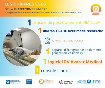 1 console de post traitement IRM OLEA, 1 IRM 1.5 T GEHC avec mode recherche, 2 ADWs GE avec healthcare, 1 appareil d'échographie de dernière génération Voluson V22, 1 logiciel RV avatar médical, 1 console Linux