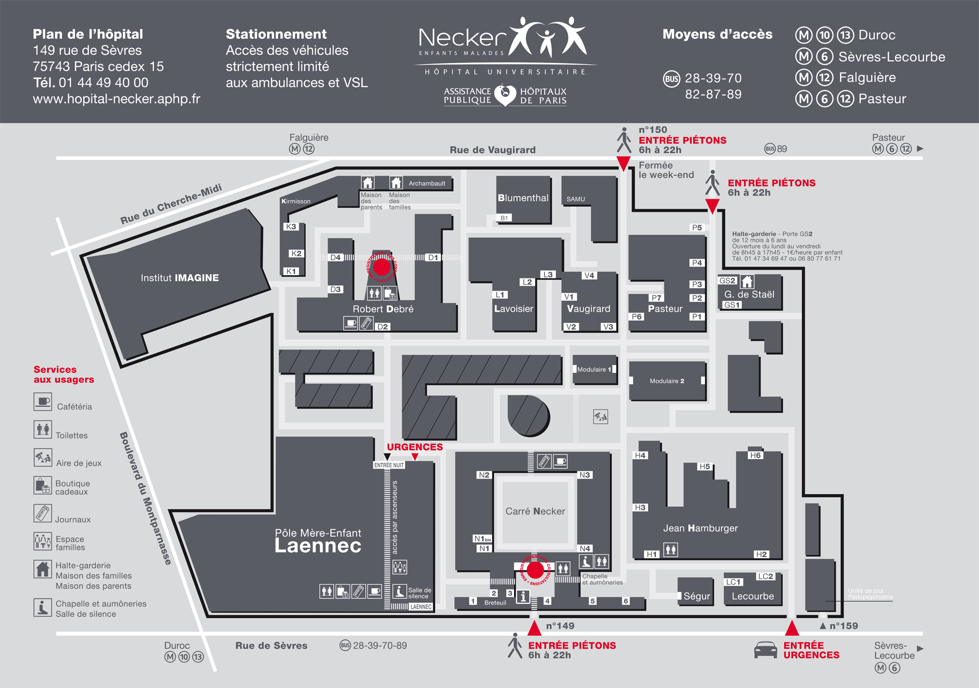 Plan de l’hôpital Necker Hôpital NeckerEnfants malades